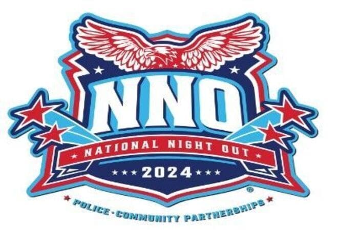 A logo for the national night out event.